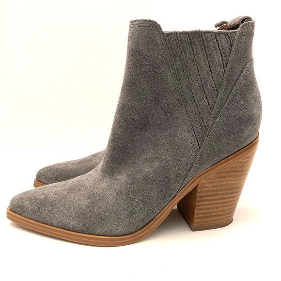 MARC FISHER Gadri Gray Suede Leather Western Bootie Boots Womens 8.5 Pull On - Picture 4 of 11